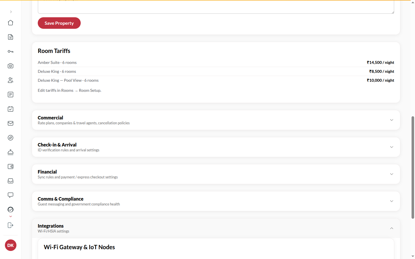 Screenshot: the Channel manager card with room types mapped