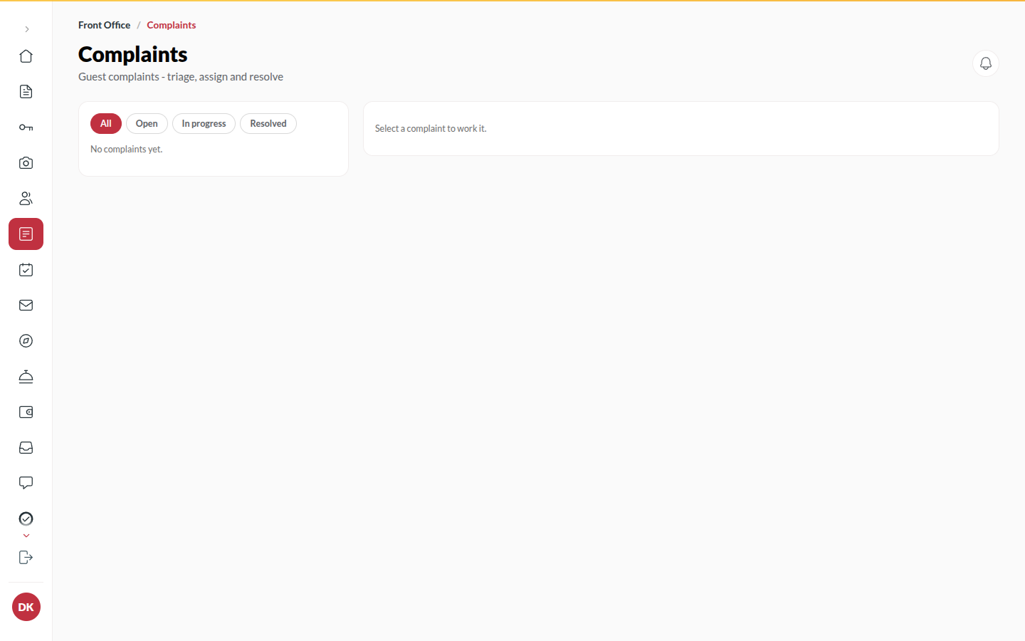 Screenshot: a complaint moving from Open to Resolved