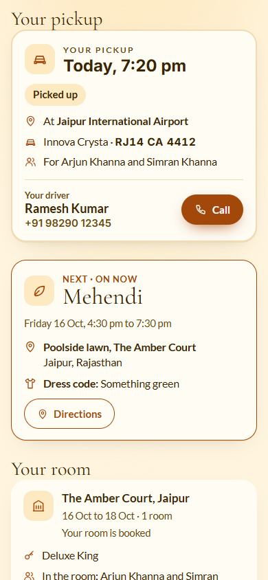 Screenshot: Your pickup with the driver and Call