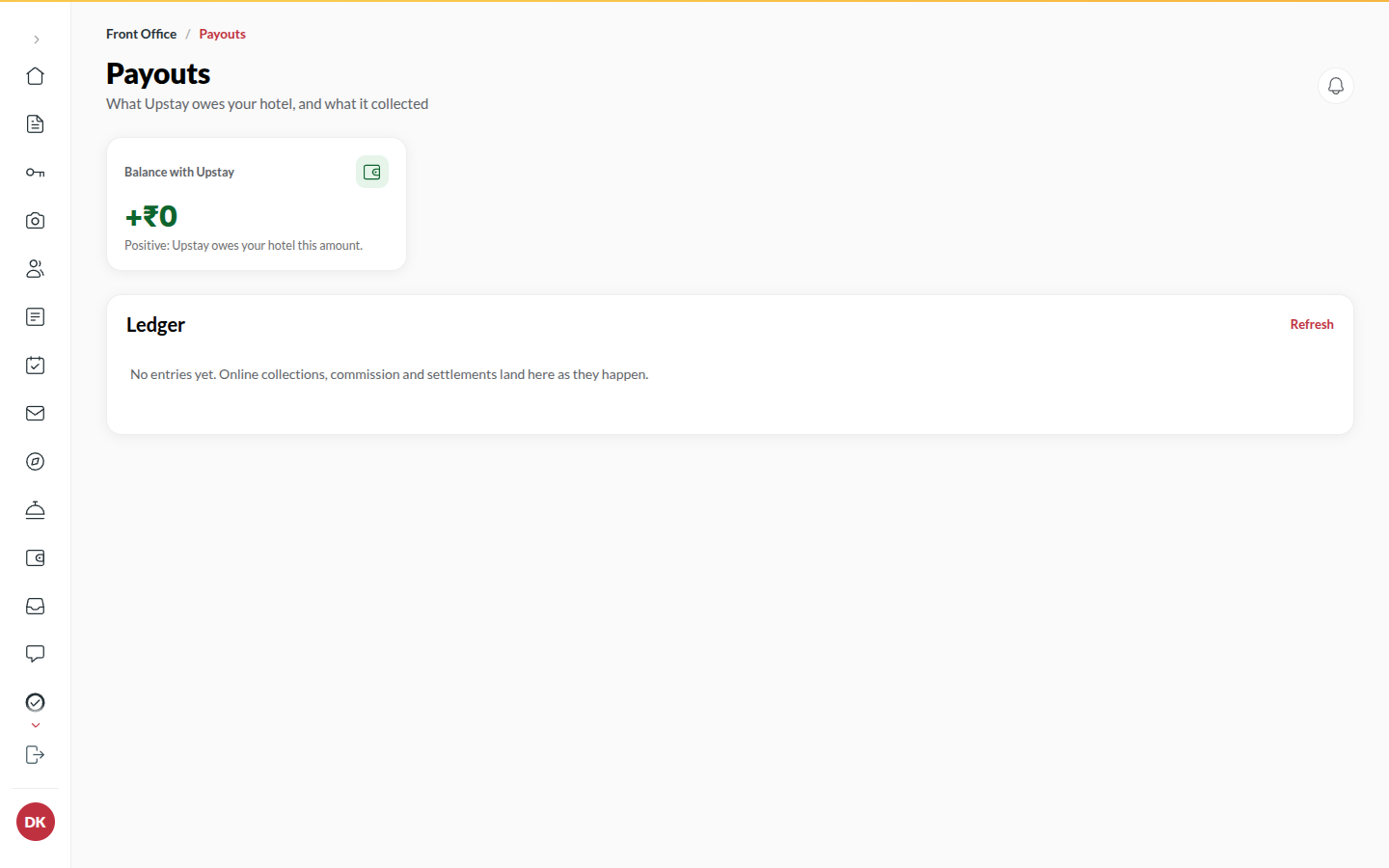 Screenshot: the Payouts ledger