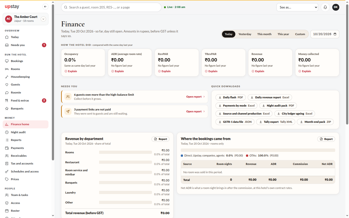 Screenshot: Finance home