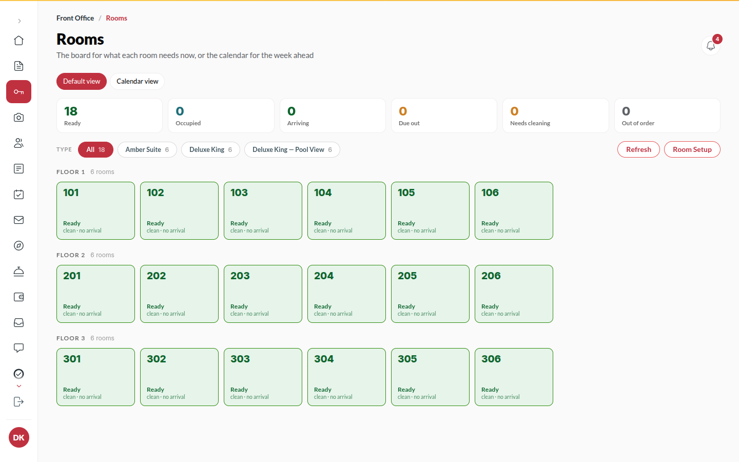 Screenshot: the Room Board
