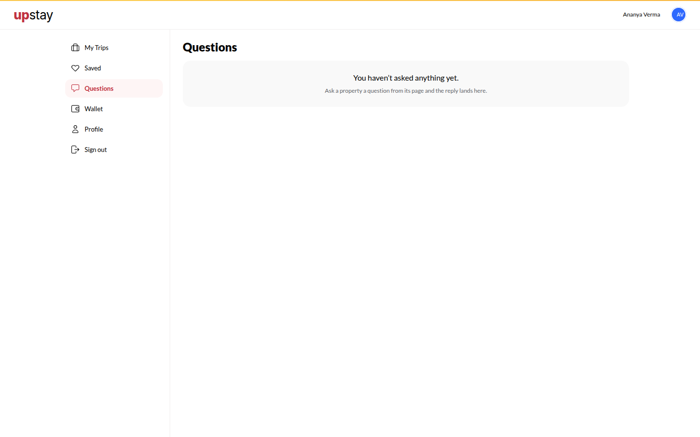 Screenshot: the Questions list